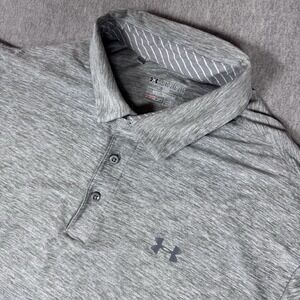 UNDER ARMOUR Men's Polo Shirt Collared Loose Heat Gear Gray Short Sleeve XXL